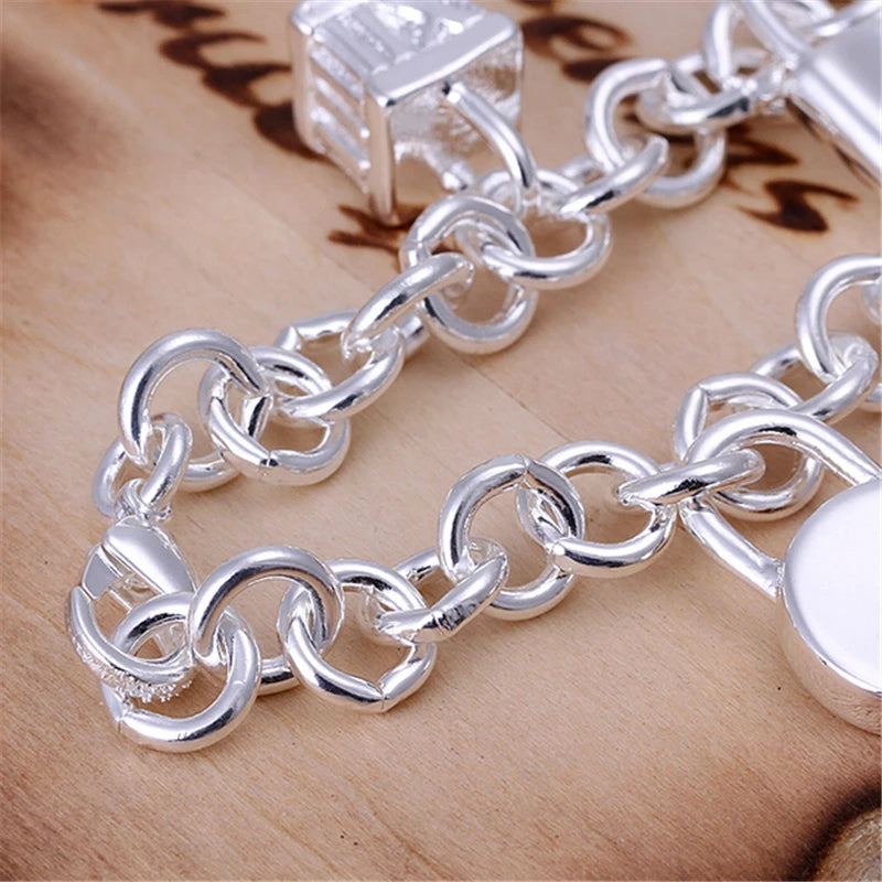 Charms Link Bracelet Sterling Silver 925