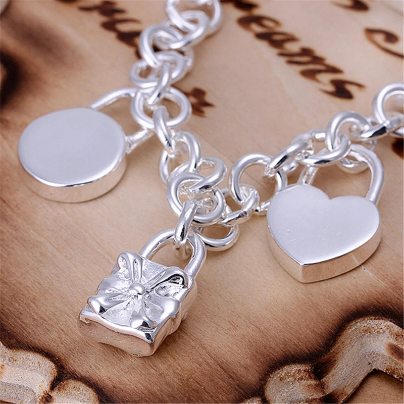 Charms Link Bracelet Sterling Silver 925