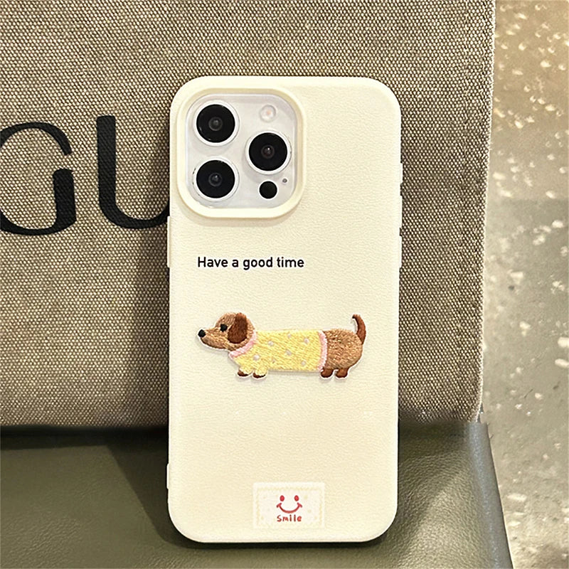 Funda para móvil- Modelo * Dachshund Litchi * Perrito