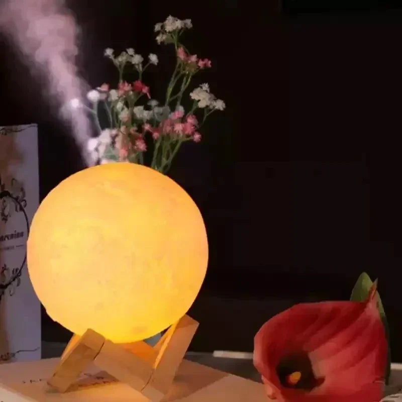 3D-Aroma-Luftbefeuchter mit Vollmondbeleuchtung – USB-Ultraschall-Diffusor für ätherische Öle 