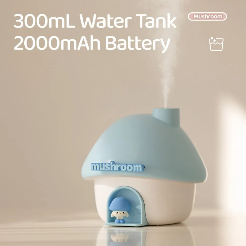 Humidificador Cartoon Air 300ml – Mini Difusor de Aceite Esencial con Iluminación de Colores y Seta con Animalito