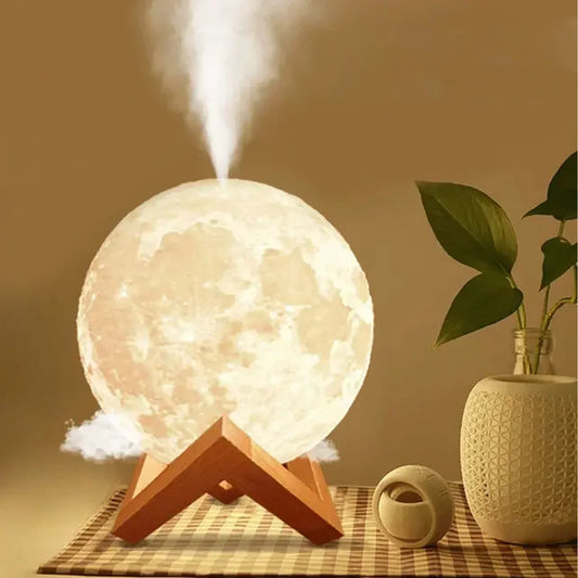 Humidificador Aromatizador con Iluminación 3D Luna Llena – Difusor de Aceite Esencial Ultrasónico USB