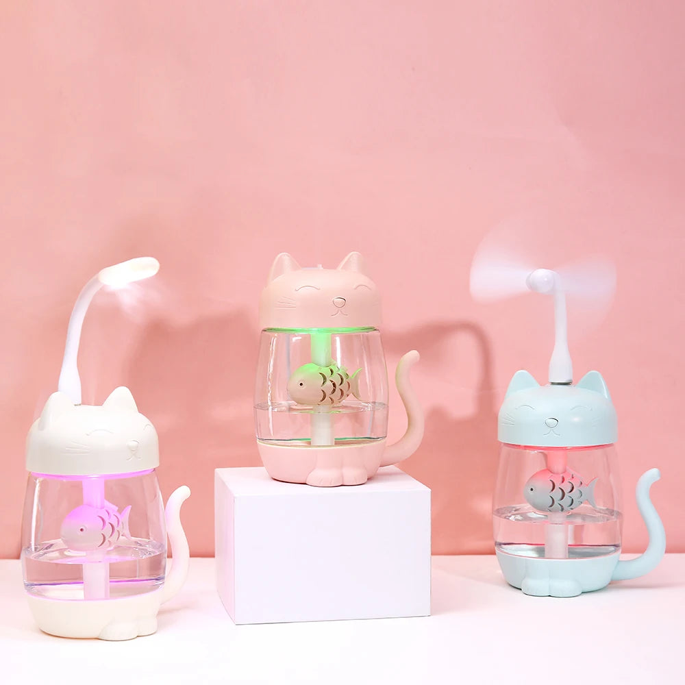 Mini Humidificador Ultrasónico Portátil 3 en 1 para Gato – Bienestar, Estilo y Funcionalidad