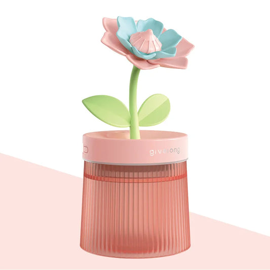 Flower Humidifier- Portable USB Humidifier – Colorful Cup Ultrasonic Aroma Diffuser with Light and Air Purifier