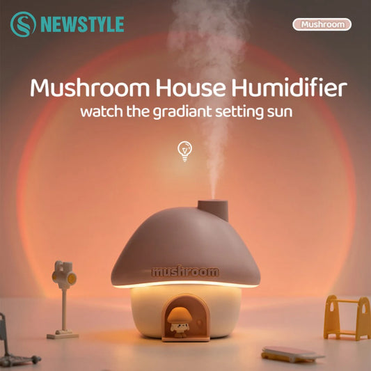 Cartoon Air Humidifier 300ml – Mini Essential Oil Diffuser with Colored Lighting and Mushroom with Animal